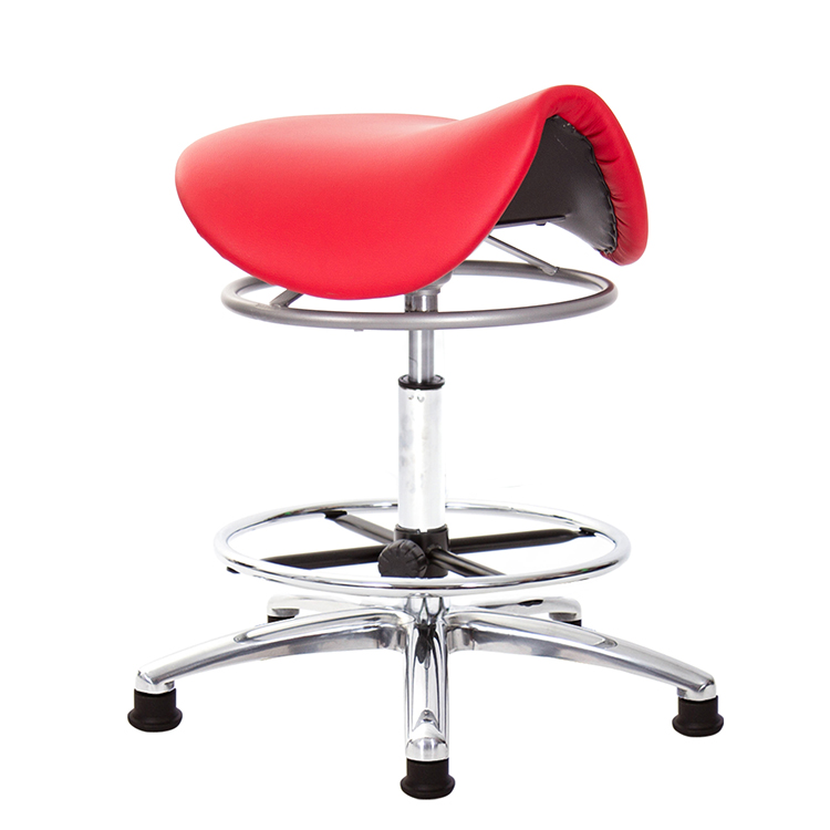 GXG 馬鞍型 工作椅 (寬鋁腳+電金踏圈 拉環升降款 型號T04 LU1K