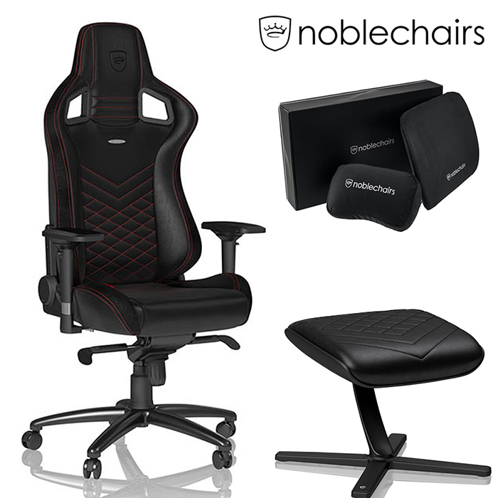 Noblechairs 皇家賽車椅 EPIC 搭配置腳蹬+記憶枕組 豪華組 (合成皮款) MAX-001
