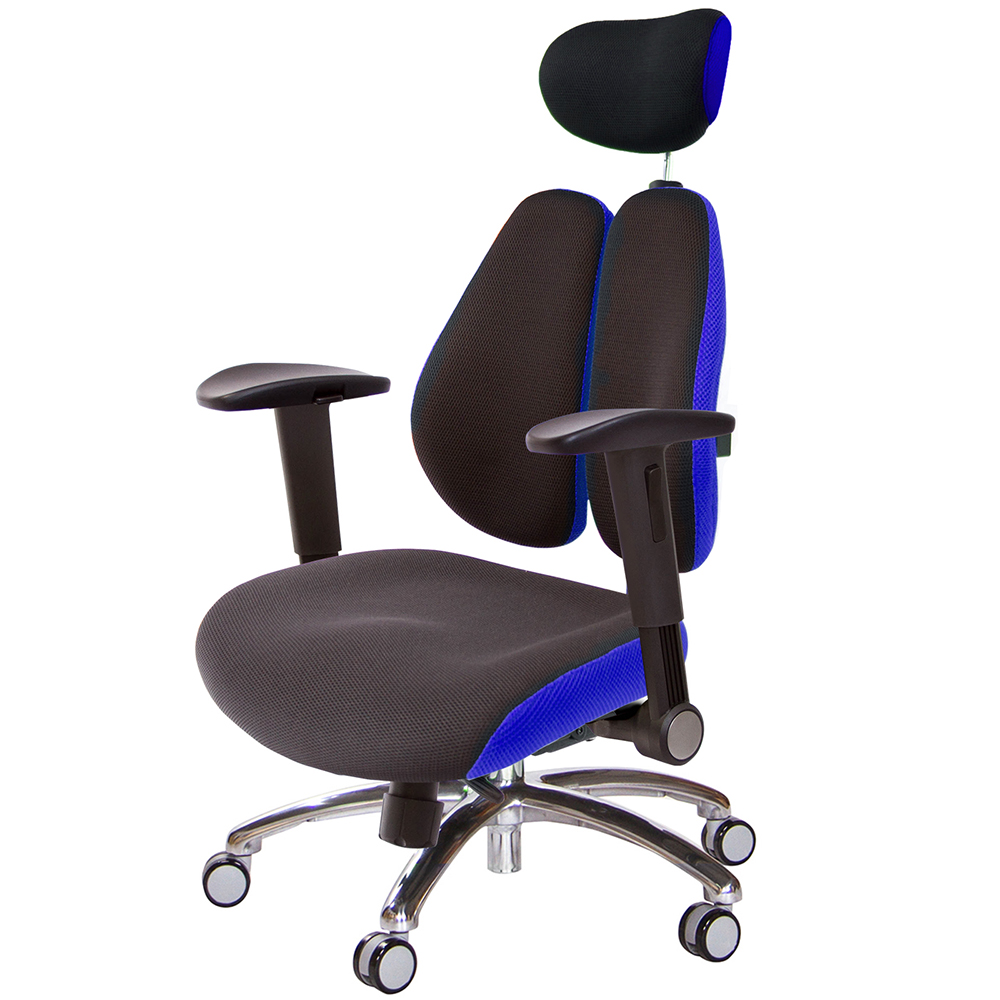 GXG 記憶棉 DUO KING 雙背工學椅(鋁腳/摺疊滑面扶手)  型號3008 LUA1J