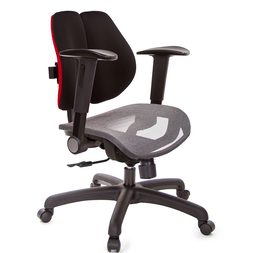 GXG 低雙背網座 電腦椅(摺疊升降扶手)  型號2803 E1
