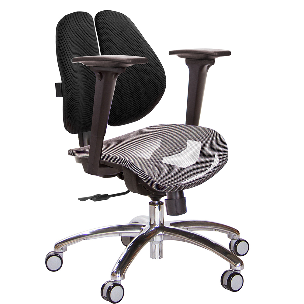 GXG 低雙背網座 電腦椅(鋁腳/3D升降扶手)  型號2803 LU9