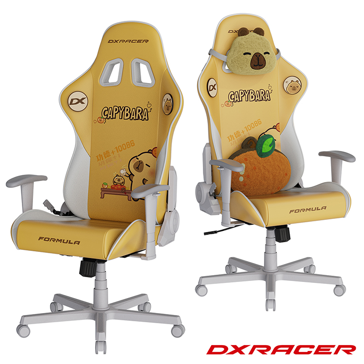 DXRACER 卡皮巴拉小黃豚 電競賽車椅(2D扶手/小型皮面)